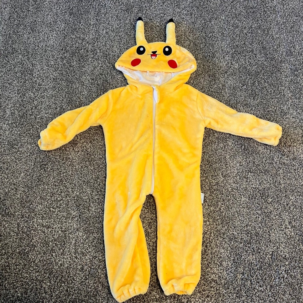 Q.C.W. Poppy Kids Pikachu Plush Fleece Costume Cosplay Yellow 2T